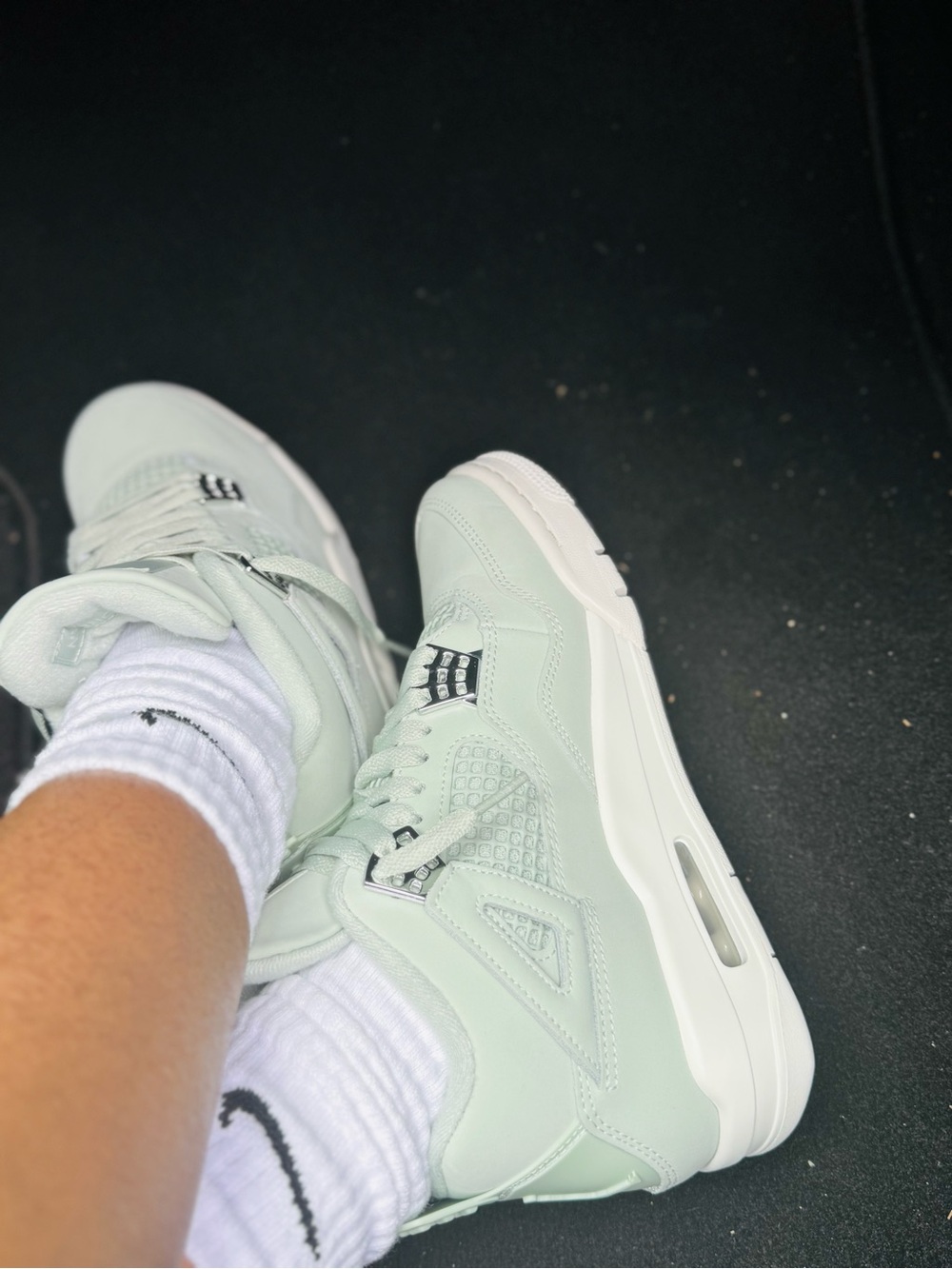 Jordan Women's Mint Green and White Sneakers